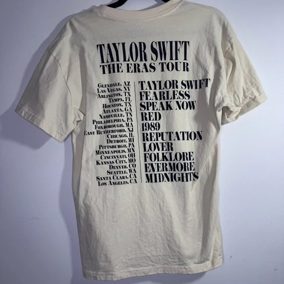 Taylor Swift Eras Tour Graphic T Shirt Album Era Collage Tour Cities M - Picture 3 of 4